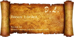 Dencs Lóránt névjegykártya